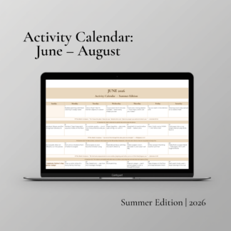 Activity Calendar - Summer 2026